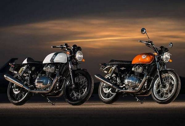 Front, side view of Royal Enfield Interceptor 650 and Continental GT 650